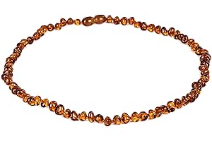 AMBERAGE Natural Baltic Amber Necklaces for Women - Hand Made from Polished/Certified Baltic Amber Baroque Beads/Quality Guaranteed (3 colors) (45cm- 17.72INCH)