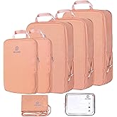 PFEYRPK Lightweight Compression Packing Cubes for Suitcases, Compressible Expandable Travel Packing Organizer with Clear Toiletries and Backpack Bag, Travel Essentials for Carry on Luggage 7 Set