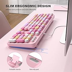 MOFII Wired Full Size USB Keyboard, Colorful Retro