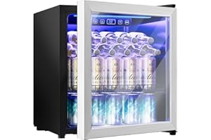 Tehanld 68 Can Beverage Refrigerator Cooler, Mini Fridge Glass Door, Drink and Beer fridge for Home or Bar With Digital Temperature Display, Sliver