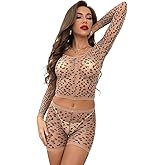 Leopard Lingerie for Women Sexy Lingerie Dress Two Piece Lounge Set Leggings Leopard Women Sheer Sexy bodystocking