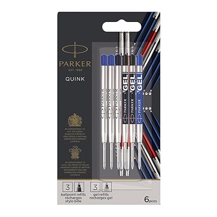 Parker 2032738 Jotter London Nachfüllminen im Discovery Pack (3 QuinkFlow-Nachfüllminen für Kugelschreiber und 3 Quink-Nachfü