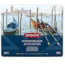 Derwent Colored Pencils, WaterColour, Water Color Pencils, Drawing, Art, Metal Tin, 24 Count (32883)