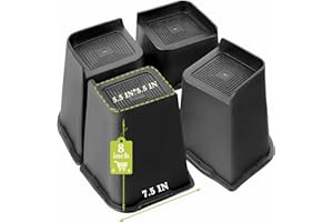 Yookwutar Bed Risers 2 inch, 3 inch, 4 inch, 6 inch, 8 inch Heavy Duty, Oversized Furniture Riser for Couch Sofa Table Chair Leg Frame Dorm, Support up to 6000 Lbs (Black 4 Pack, 8 inch)