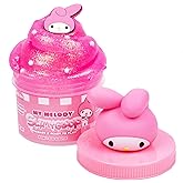 My Melody SLIMYGLOOP Jar, 8 oz Bubblegum Scented Pink Slime With Beads & Charm, Sanrio Hello Kitty Merch for Kids