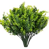 LYRWI 8 Bundles UV Resistant &amp; Non-Fading Artificial Boxwood Shrubs - Fake Greenery Plants for Outdoor Indoor, Farmhouse, Garden, Porch, Patio, Wedding Decoration