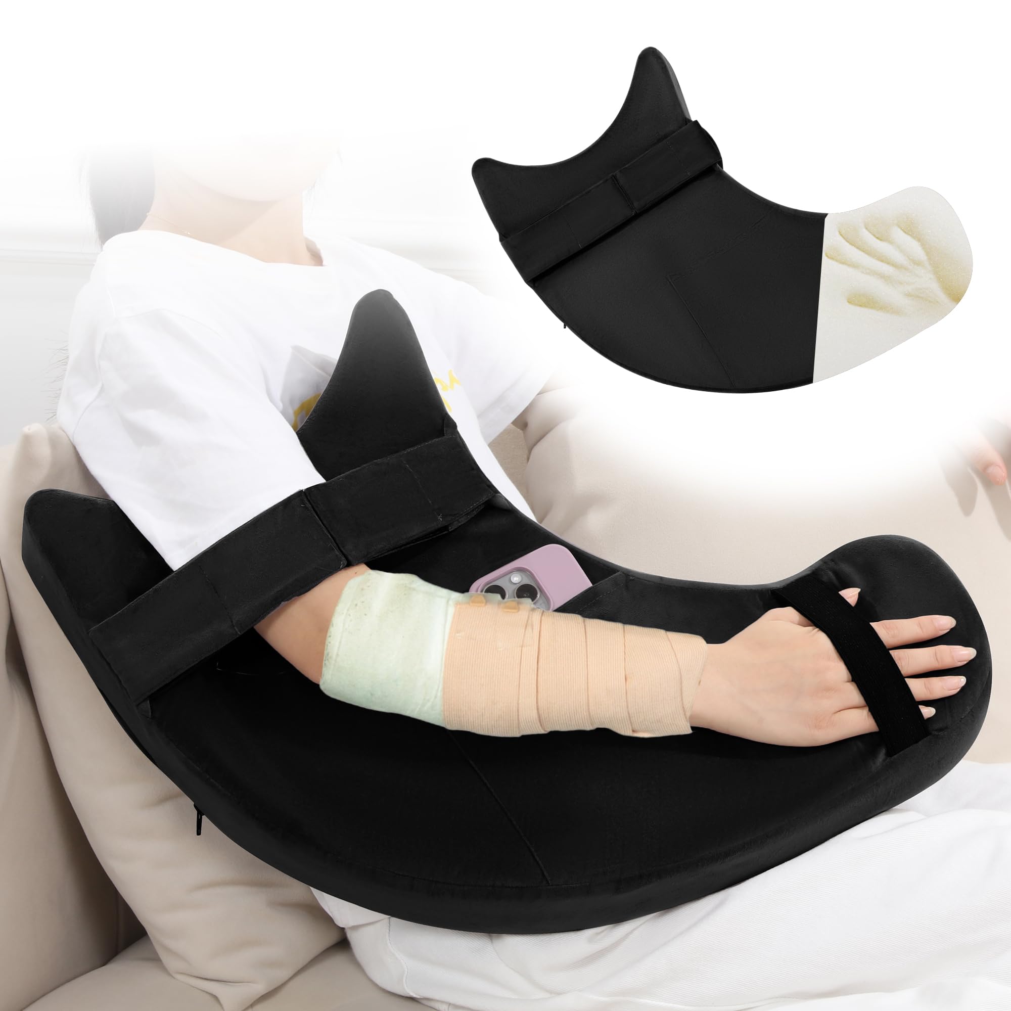 Photo 1 of BALAPET Shoulder Surgery Pillow,Rotator Cuff Pillow with Pocket Immobilizer for Injury Arm Support Comfort Foam Frozen Shoulder Pillow for Shoulder Surgery Recovery,Post Surgery Shoulder Pillow(Black)