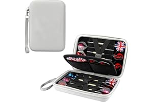 Hard Shell Dart Case for 12 Steel Tip and Accessories, Impact & Water Resistant, Protective PU Dart Holder for Professional D