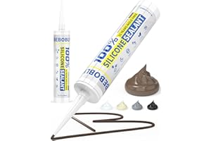 Silicone Caulk & Sealant Brown, 100% Waterproof Silicone Sealant, Shrink & Crack Proof, Silicone Caulking for Kitchen, Bathro