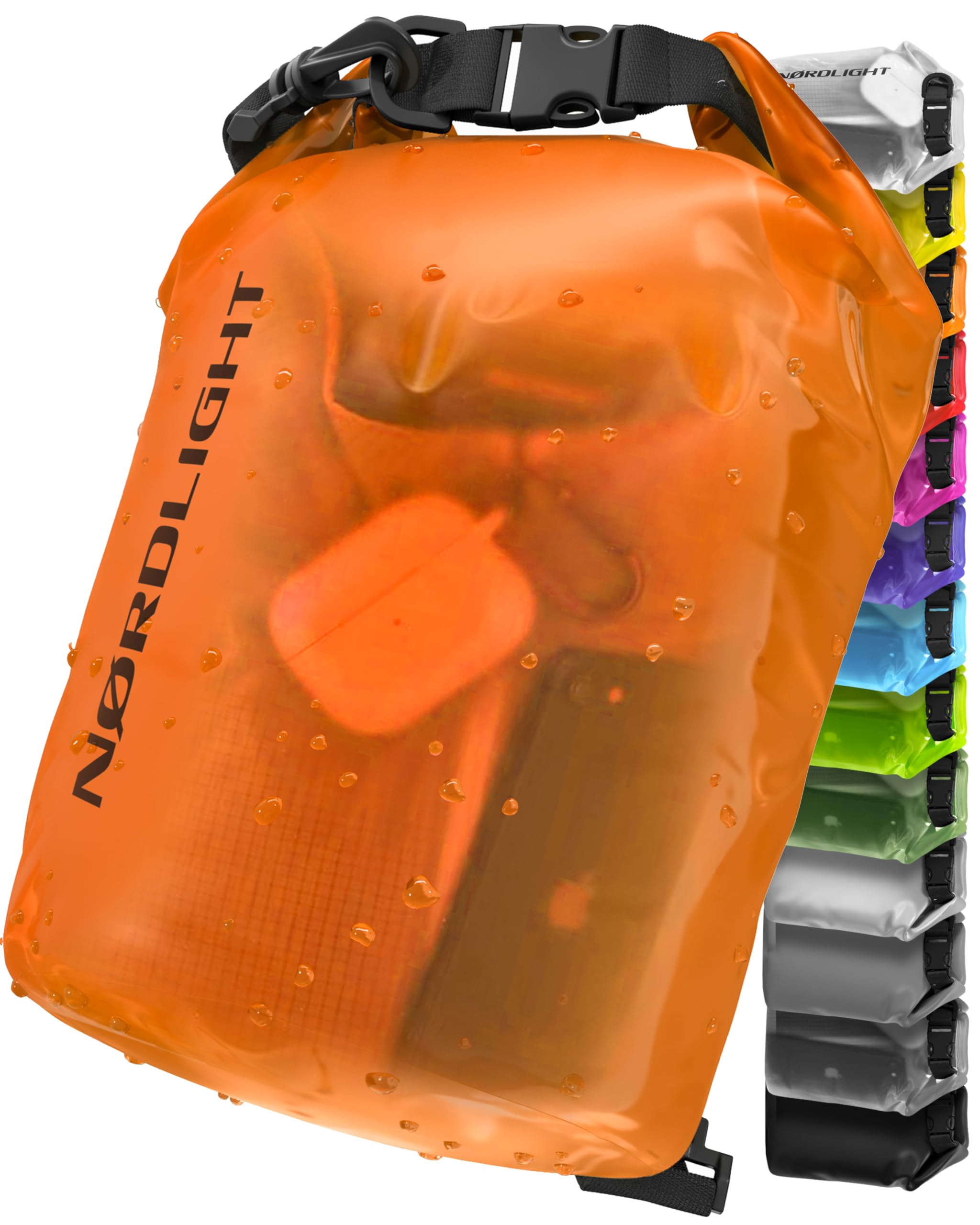 Nordlight Dry Bag and Waterproof Bag - (10L, Orange) Waterproof Packing Bag with Roll Top Closure and Shoulder Strap | Swimming, Beach, Canoeing, Stand Up Paddling, Diving