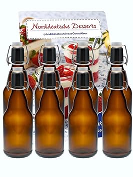 hocz 6er Set Bügelflaschen Bügelflasche Glasflaschen 330ml Braun Etiketten Zum Beschriften mit Bügelverschluss Zum Selbstbefü