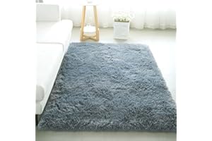 KICHOWUA 4x6 Area Rugs for Living Room, Machine Washable Soft Shaggy Rugs Fluffy Carpets, Non-Slip Indoor Floor Carpet for Living Room, Kids Baby Boys Teen Dorm Home Decor Aesthetic,Gray