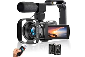 lovpo Camcorder Video Camera 4K HD 48MP Vlogging Camera for YouTube 3.0" Touch Screen Camcorder, 18X Digital Zoom Camera Recorder with Microphone, Stabilizer, Lens Hood, Remote and 2 Batteries