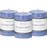 3x4 Inch Blue Pillar Candles Set of 3 - Hand-Poured Unscented Candles, Long Clean Burning, Large Big Candle, Smokeless Dripless Candle for Dinner Table, Wedding, Home, Bathroom, Rustic Decor