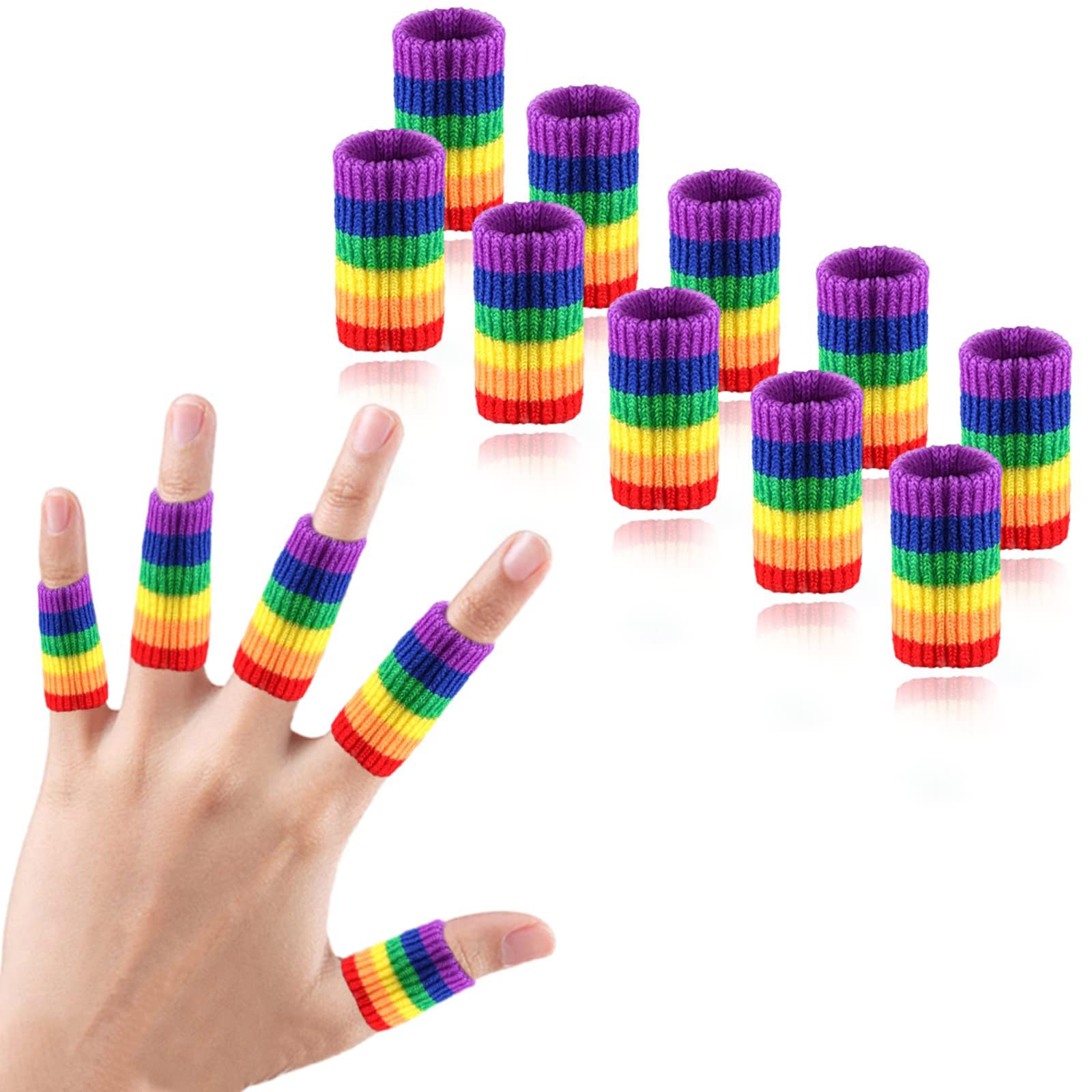 10Pcs Finger Compression Sleeves Support, Finger Sleeve Protectors Cots Thumb Brace for Trigger Finger Swelling Basketball Sport, Breathable Elastic Pain Relief