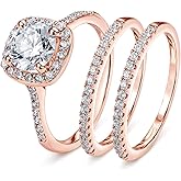 SweetJew 18K Gold Plated Cubic Zirconia Engagement Rings For Women 2 Carat AAAAA CZ Halo Size 4-12