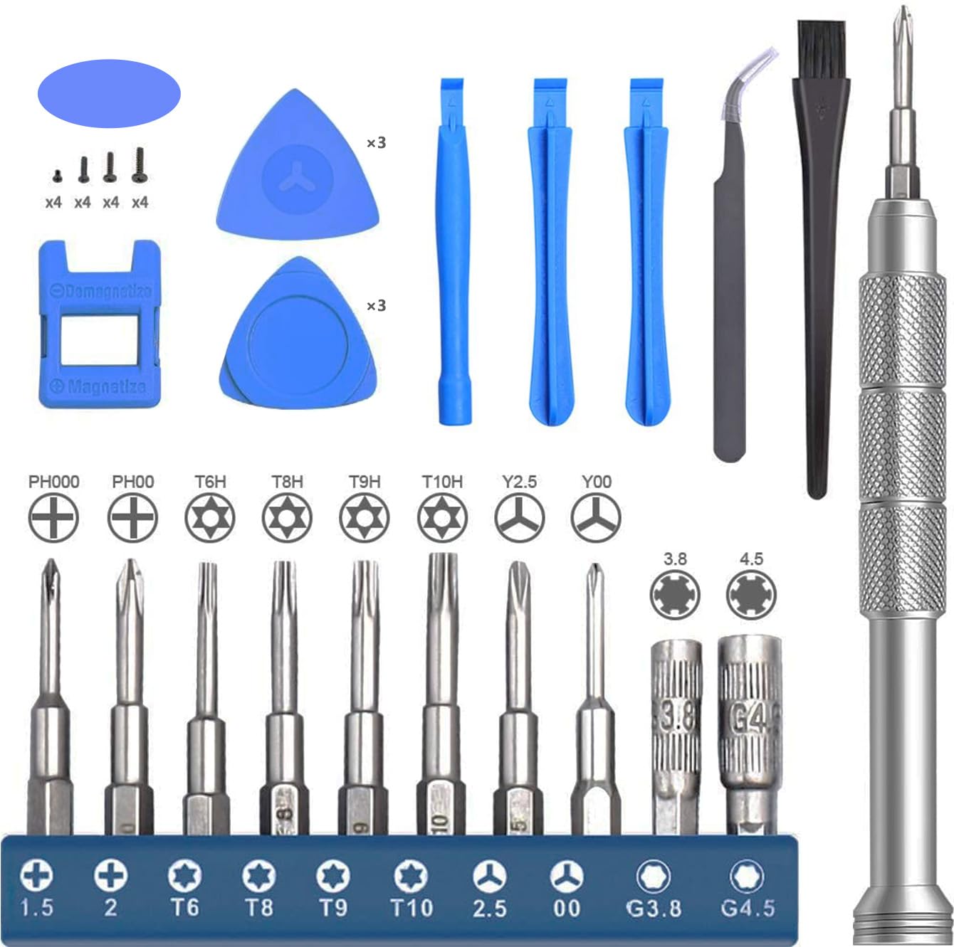Repair Tool Kit for Nintendo Xbox PS5 PS4, 23 in 1 Triwing Screwdriver Set with T6 T8 T9 T10 Torx 3.8 4.5 Gamebit for Switch Joycon Gamecube Controller NES SNES N64 3DS
