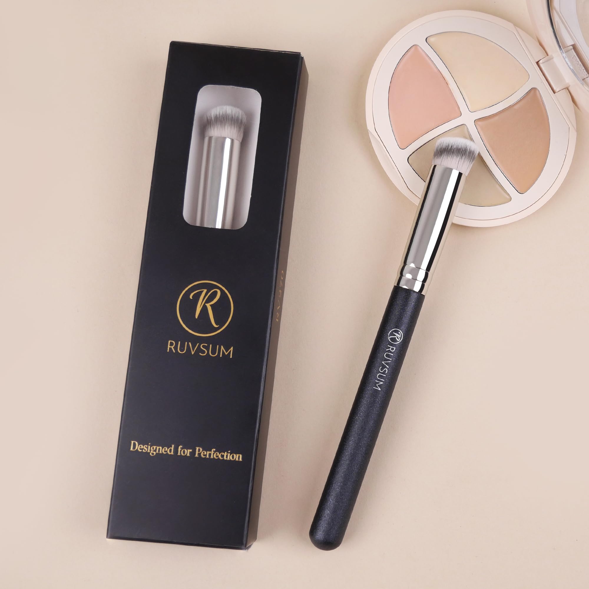 Mini Concealer Brush, Flat Top Makeup Brush for Under Eye and Spot, Soft Synthetic Bristles for Liquid or Cream, No Shedding, Travel Size, 5.95