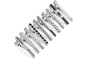 Wynameleri Tie Pins for Men Silver Black 3 Pcs 10 PCS Short Tie Clip Set 2.3, 2.4 Inch Business Shirt Necktie Pinch for Men