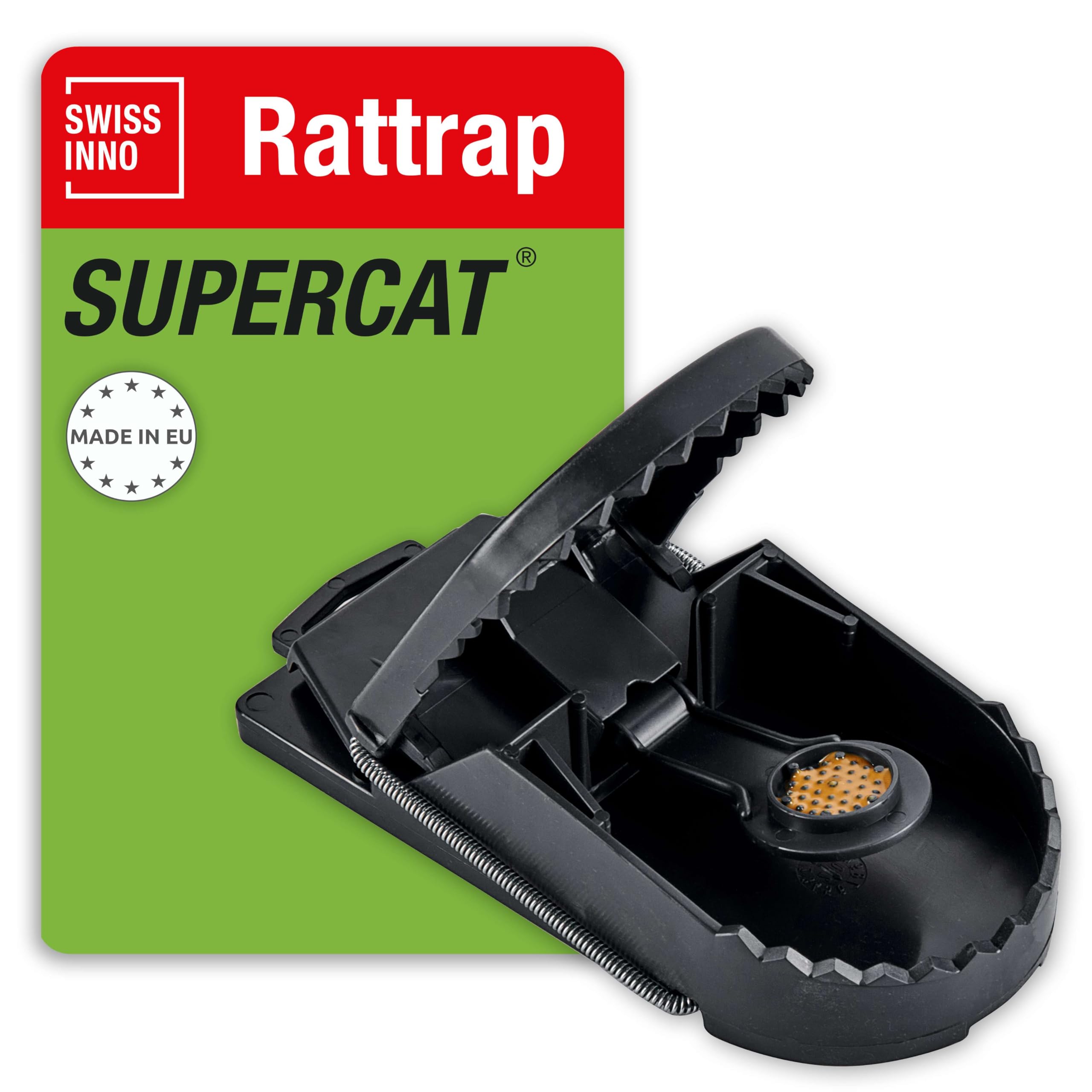 SWISSINNO Large Rat Trap SuperCat - Rat Trap That Kill Instantly - Reusable catcher with peanut butter bait - Indoor and outdoor use - Strong, hygienic and ready to use - 1 Unit