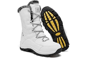 EARLDE Women’s Snow Boot With Waterproof Lace Up Mid-Calf Outdoor Winter Deep Tread Rubber Sole