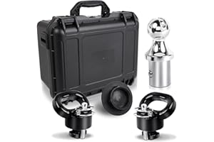 ONSSKI Gooseneck Hitch Ball Kit - 60618 Puck System with 2-5/16-Inch Ball and 2 Gooseneck Safety Chain Anchors Fits for 2013-2024 Dodge RAM 2500 3500 Trucks, 38000 lbs GTW