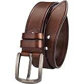 Rollslatte Full Grain Genuine Leather Belts for Men | Vintage Silver Brass Buckle Cowboy Western Men Belt for Jeans Pant, Men Gift
