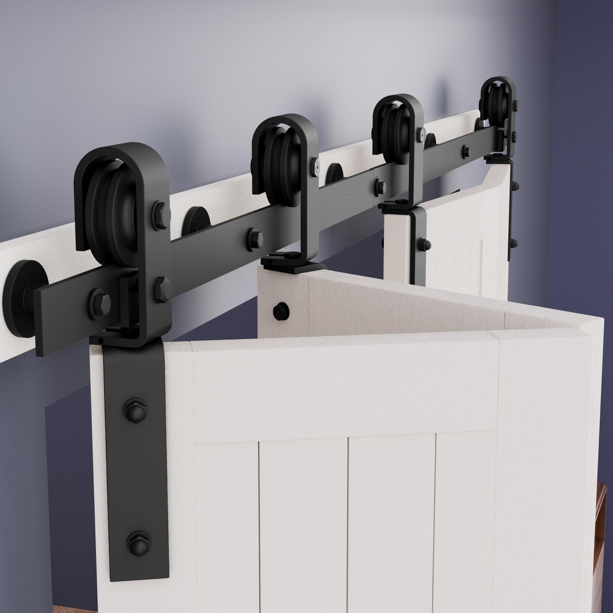 Photo 1 of ZEKOO Bifold Barn Door Hardware: 80 inch Bi Folding Door Hardware Kits for 76" Closet Doors - Easy Assembly Smoothly Quietly Bifold Doors Track Kit - J Shape Top/Side Mount Roller - Hardware Only