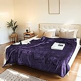 Electric Heated Blanket Throw Size 50"x60" - Flannel & Sherpa Fabric Dual-Sided, 6 Heat Settings & 1-3 Hours Auto Off, Soft & Cozy Warming Throw for Home, Office, or Bed, Machine Washable, Purple