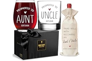 Promoted to Aunt and Uncle 2026 Glass, Pregnancy Announcement glass Gift set for First Time Aunts and Uncles, Baby Reveal Win