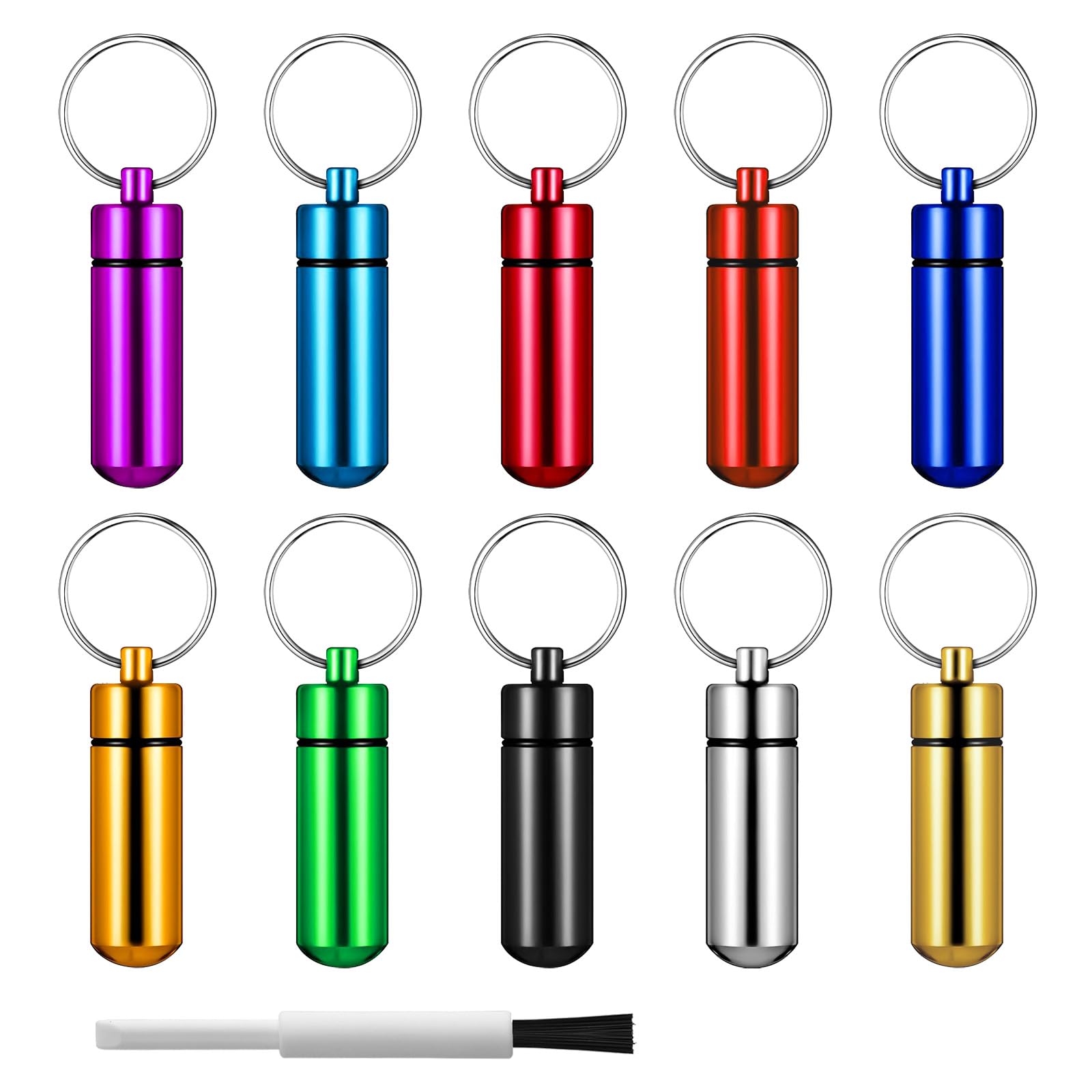 Photo 1 of Small Portable Pill Case with Keychain(10 Pack), Waterproof Aluminum Pill Organizer Metal Mini Box Pocket Drug Storage Container for Outdoor Camping Travel Multicolor