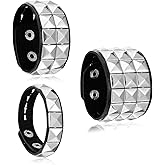 LXUEJIE 3 Pcs Studded Bracelet, Spiked Studded Bracelets Gothic Bracelets Adjustable Cuff Braceletss Set Halloween Leather Punk Bracelet for Rocker Outfits 80s 90s Costume Accessories