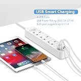 JSVER Extension Lead USB 3 Outlets 4 USB 10.5W 13A 245mm White view 4