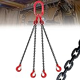FITHOIST 3 Ton 4 Leg Chain Sling 1/4” 5 Ft, G80 Alloy Steel 4 Way Chain Slings Quadruple Leg Slings Lifting with 4 Safety Grab Hooks Heavy Duty for Engine Hoist Lifts…