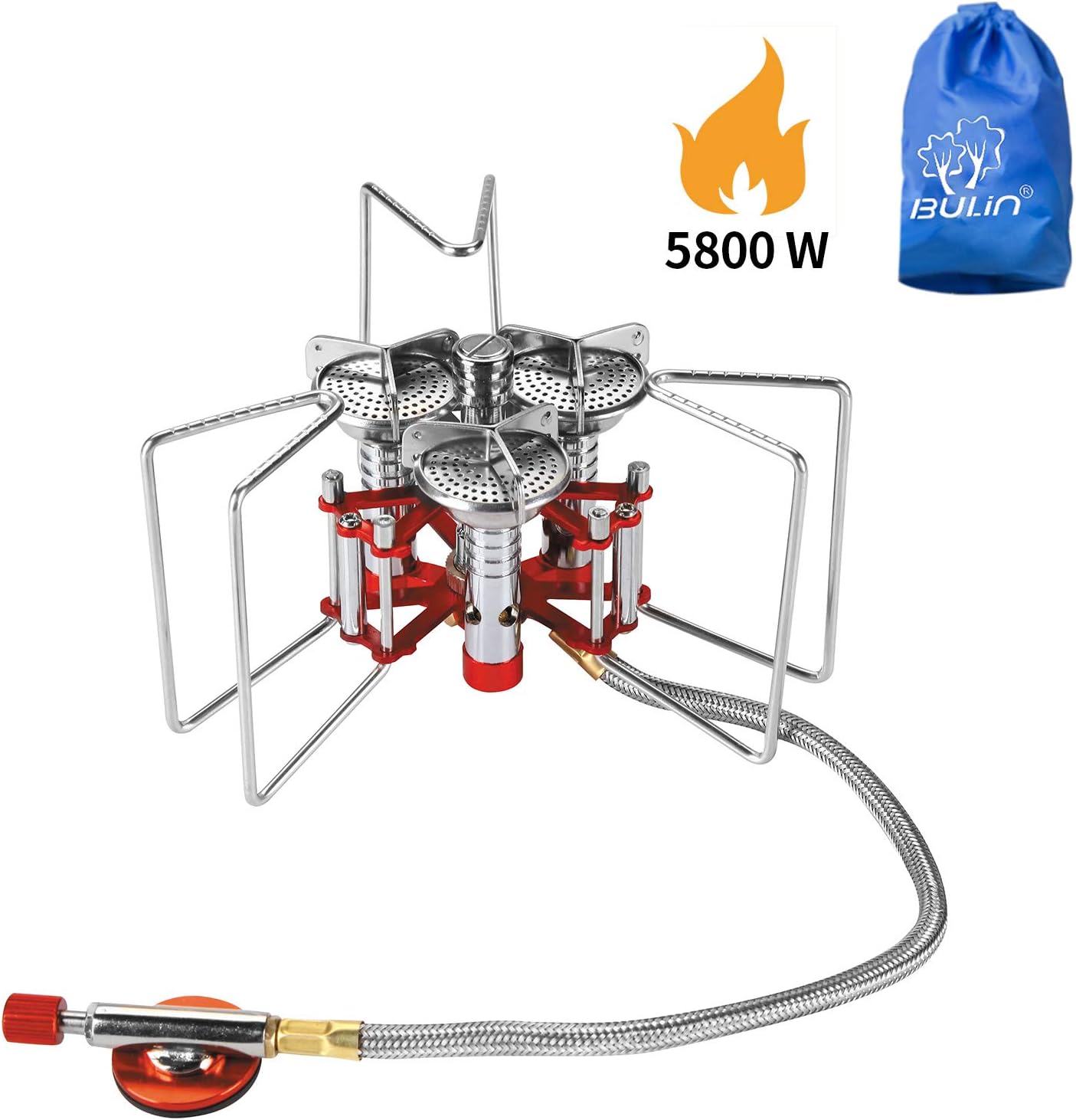 Bulin 5800W Ultralight Windproof Camping Gas Stove, Portable Small Mini Backpacking Hiking Stove Burner, Lightweight Outdoor Folding Camp Stove, Heavy Duty Support Up to 25KG