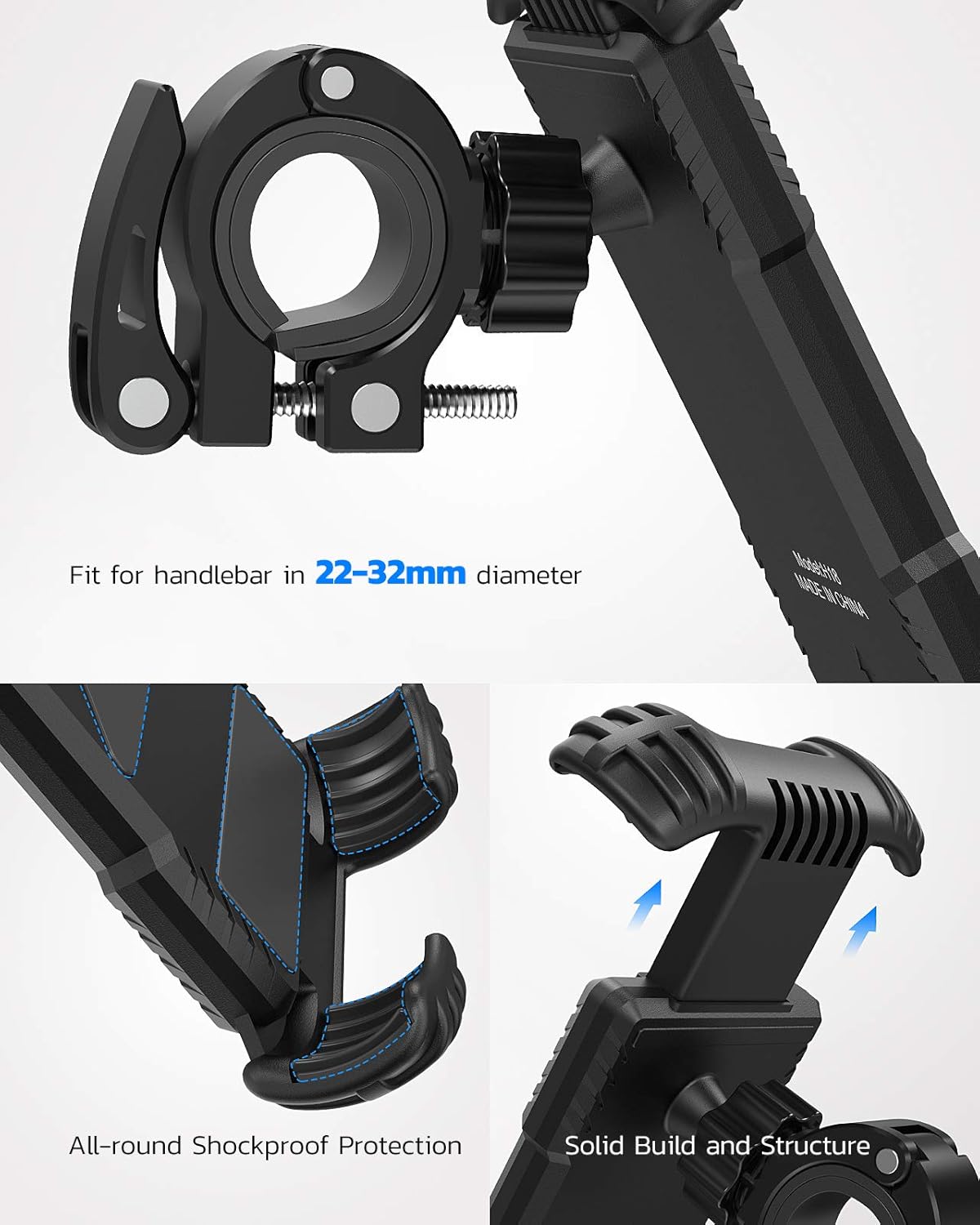 Nulaxy H18 Bike Phone Mount, Bicycle Phone Holder - Handlebar Adjustable Motorcycle Cell Phone Mount Clamp, Compatible with Phone 12 / Phone 11 Pro Max, S9, S10, S20+ and More 4.7" - 6.8" Devices