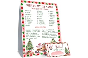 BIRTDERR What's Your ELF Name Game, with 1 ELF Themed Sign and 30 Name Stickers, Christmas Party Game,Birthday Party Activities for Adults and Kids,Activity Game for Class Graduation