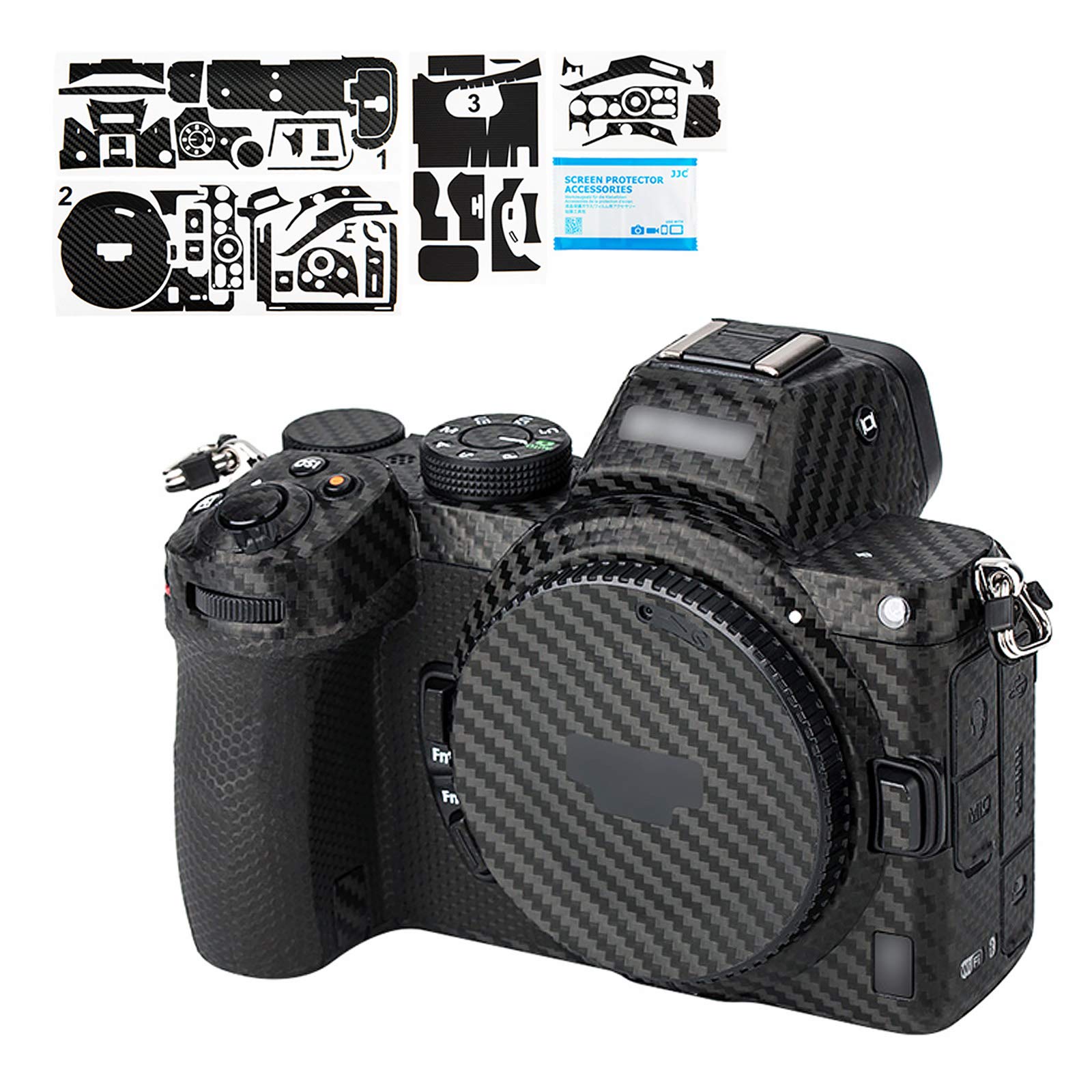 KIWIFOTOS Carbon Fiber Camera Body Skin Sticker Protective Wrap Cover for Nikon Z5, 3M Anti-Scratch Stickers Decals DSLR Camera Body Skin Film Protector Shield
