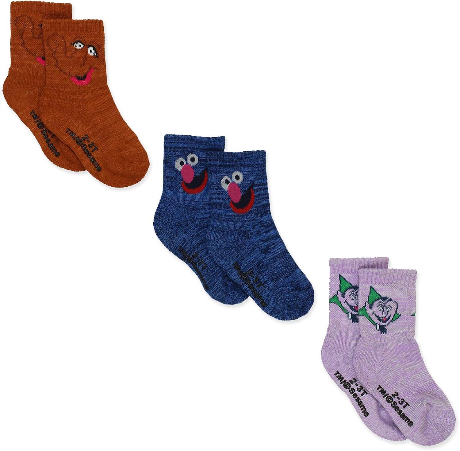 Sesame Street Elmo Boy's Girl's Multi Pack Crew Socks with Grippers (Baby/Toddler): Clothing