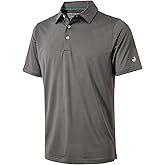 Mens Golf Shirt Moisture Wicking Dry Fit Performance Sport Short Sleeve Striped Golf Polo Shirts for Men