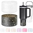 Vmini 2 Pack Protective Glitter Silicone Boot, Compatible with Stanley Tumbler 20-40oz & Hydro Flask Water Bottle 12-24oz and More Bottles/Tumblers with 2.8-2.95in Bottom, Bling Anti-Slip Sleeve