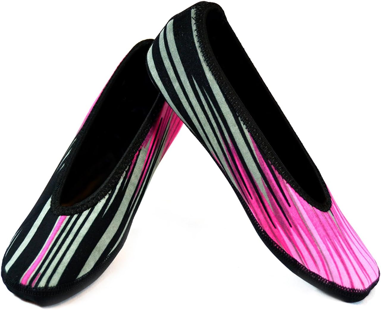 NuFoot Ballet Flats Women's Shoes, Foldable & Flexible Flats, Slipper Socks, Travel Slippers & Exercise Shoes, Dance Shoes, Yoga Socks, House Shoes, Indoor Slippers, Pink Aurora, Medium