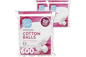 Medline Simply Soft Simply Soft Premium Cotton Balls (600 Count), 100% Pure Cotton, Large Cotton Balls for Face and Nail Polish Remover