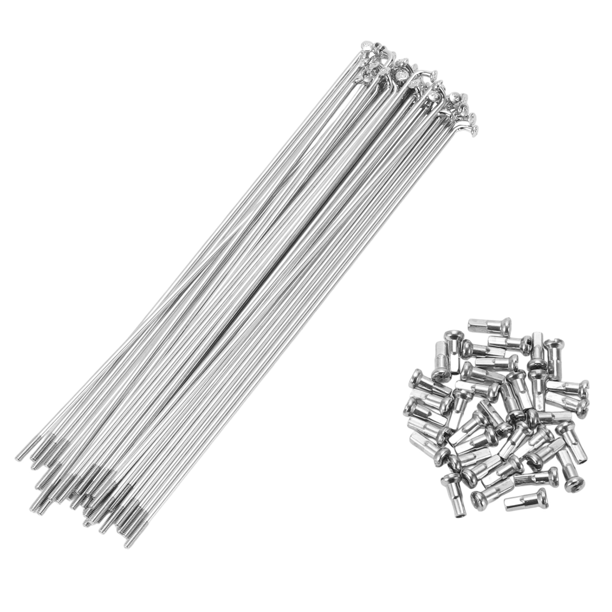 A ABSOPRO Bike Bicycle Spokes 14G 185MM Mountain Bike Spokes Carbon Steel Silver Tone 36Pcs