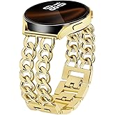 Gold Metal Bracelet Band Women 20mm Adjustable Single Chain Compatible with Samsung Galaxy Watch 7/6/5/4/Active 2/4 Classic/6 Classic/5 Pro/FE 40mm 42mm 43mm 44mm 45mm 46mm 47mm (No Case)