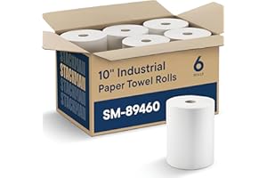 STACK MAN Industrial Paper Towels 10 x 800 White Roll Towels High Capacity Premium Quality (TAD Fabric Cloth Like Texture) Fits Touchless Automatic Commercial Towel Dispenser (Packed 6 Rolls)