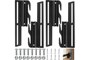 YULEIMY 4 PCS #711 Bed Frame Bolt On to Hook On Conversion Brackets for Headboard or Footboard, Hook on Bed Rails Brackets, Extra Heavy Duty Hook Plate Adapter, Headboard Attachment Kit with Hardware, Black