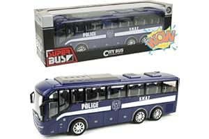 AUTERCO 12.5" School Bus Toy for Toddlers, 1/16 Scale Die Cast Plastic Inertia City Vehicle, Baby Cars Model for Kids, Great Play Game for Boys Girls Children Ages 3+