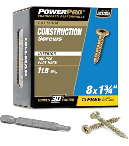 Amazon.com: Power Pro 48578 Interior Wood Screws, #8 x 1-1/4