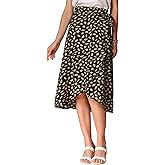 Allegra K Women's Printed Midi Skirt Tie Front Split Floral Wrap Skirts